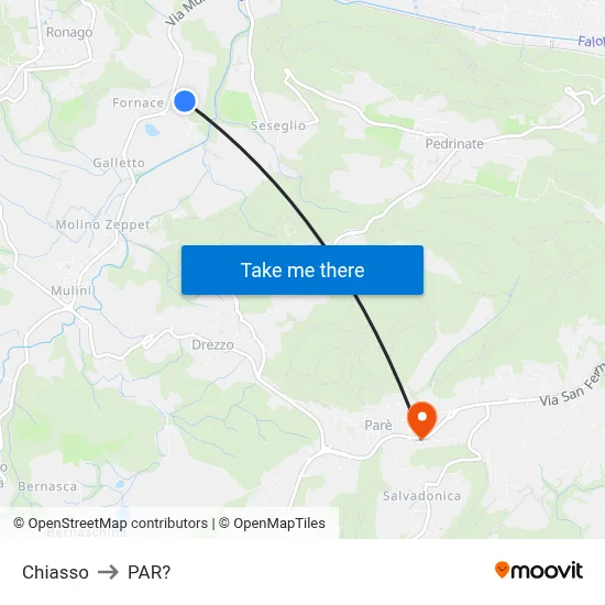 Chiasso to Parre map