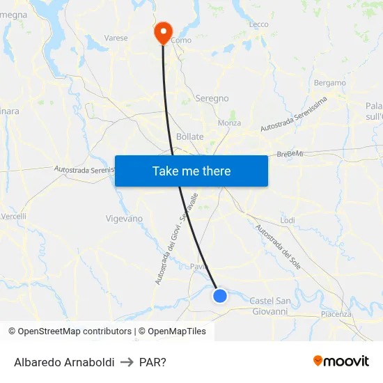 Albaredo Arnaboldi to Parre map