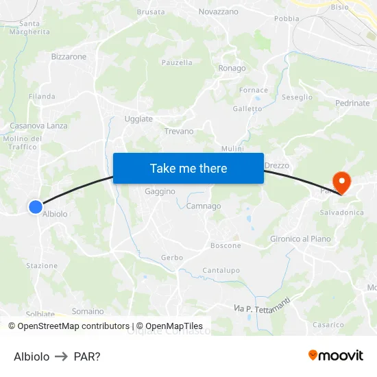 Albiolo to Parre map
