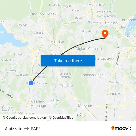 Albizzate to Parre map