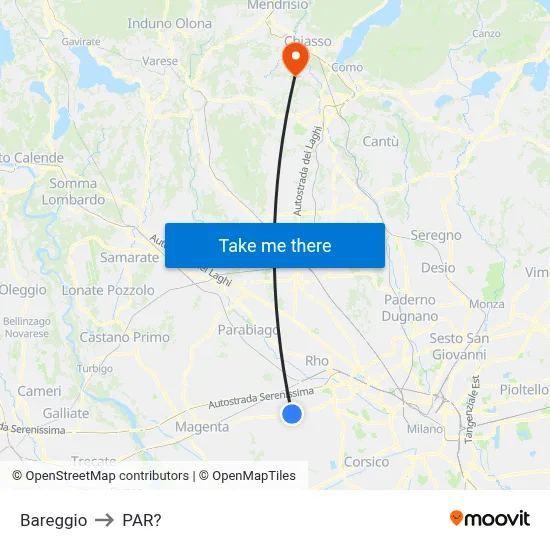 Bareggio to Parre map