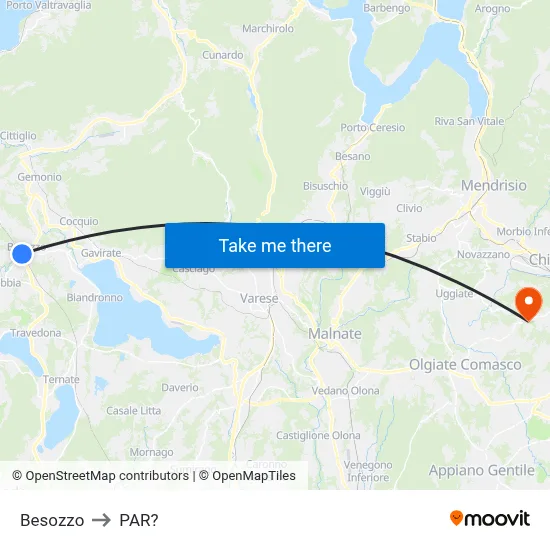 Besozzo to Parre map