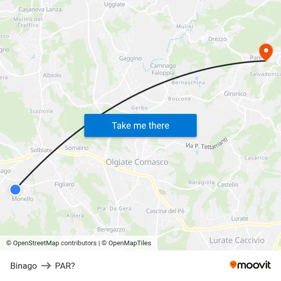 Binago to Parre map