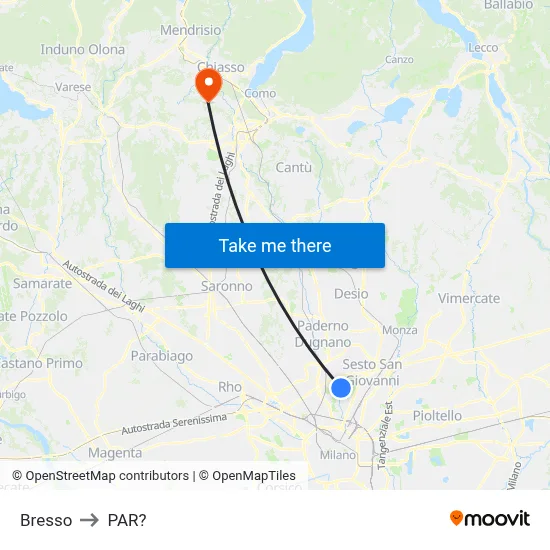 Bresso to Parre map