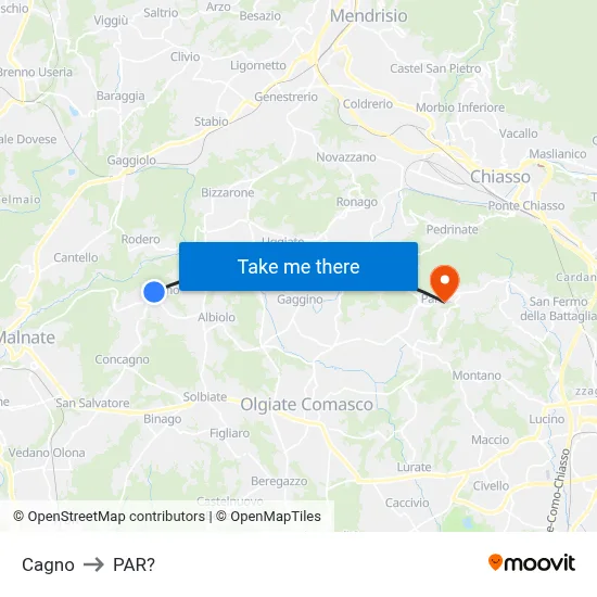 Cagno to Parre map