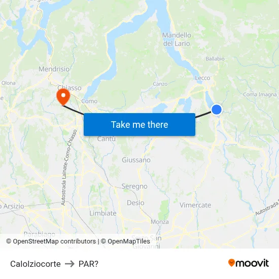 Calolziocorte to Parre map