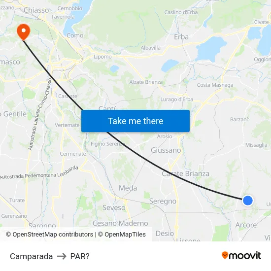 Camparada to Parre map