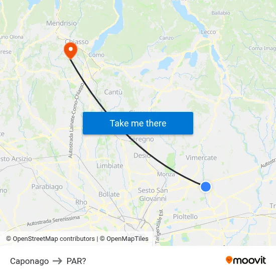 Caponago to Parre map