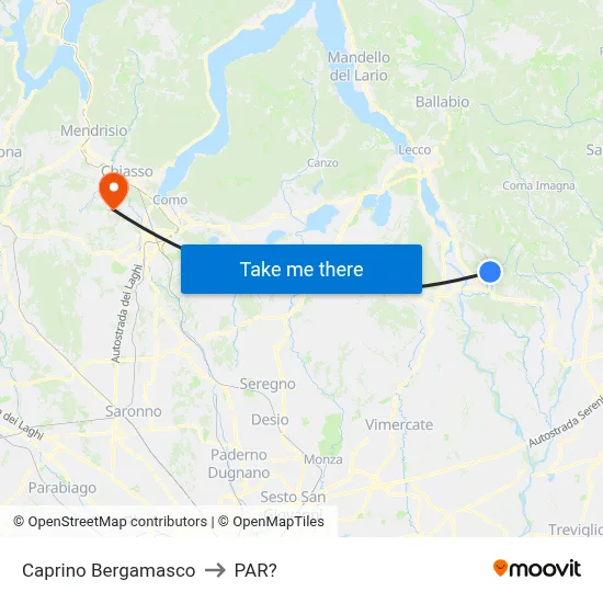 Caprino Bergamasco to Parre map