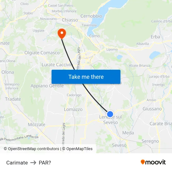 Carimate to Parre map