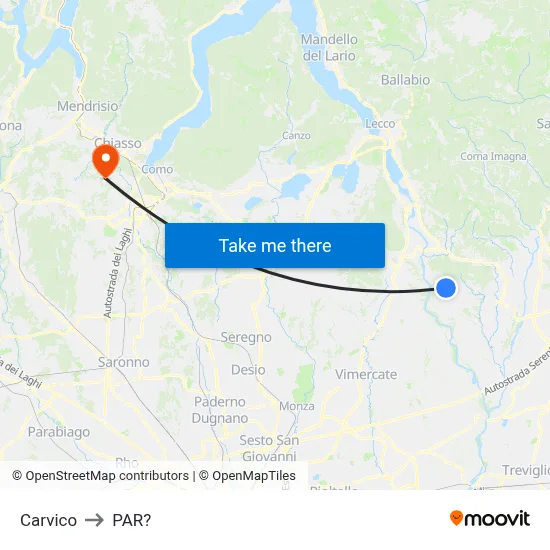 Carvico to Parre map