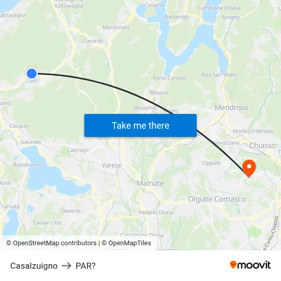 Casalzuigno to Parre map