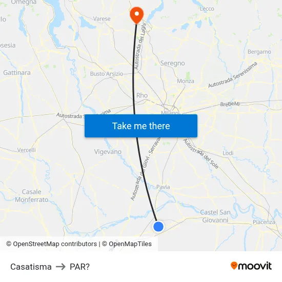 Casatisma to Parre map