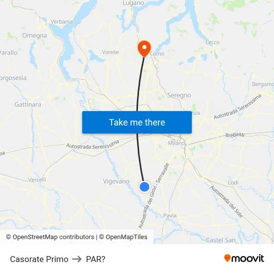 Casorate Primo to Parre map