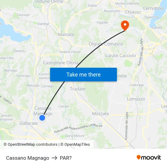 Cassano Magnago to Parre map