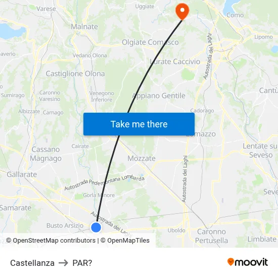 Castellanza to Parre map