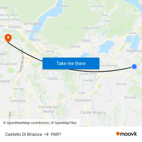 Castello di Brianza to Parre map