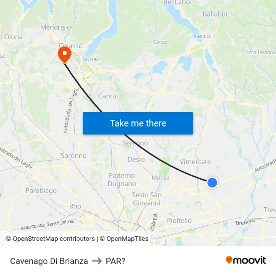 Cavenago di Brianza to Parre map