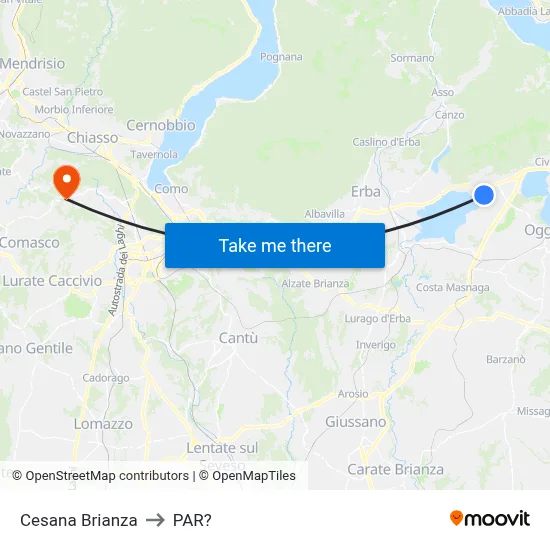Cesana Brianza to Parre map