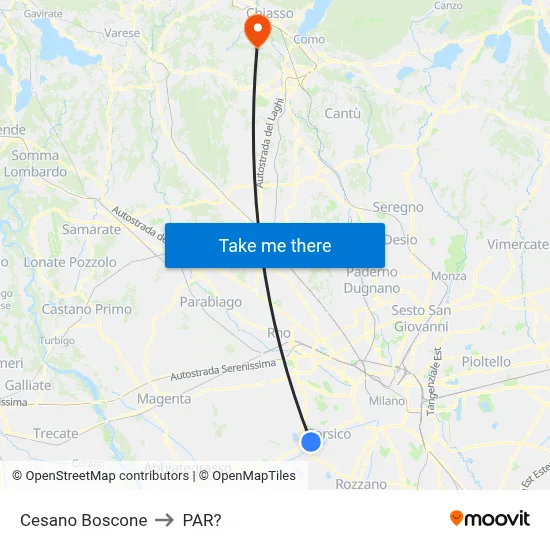 Cesano Boscone to Parre map