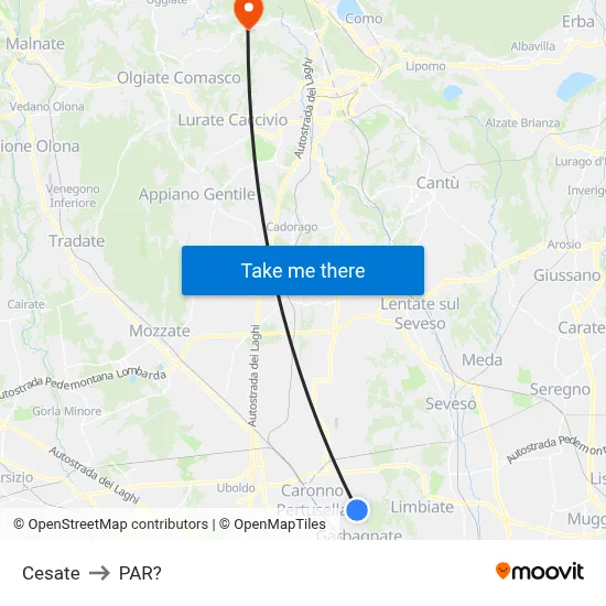 Cesate to Parre map