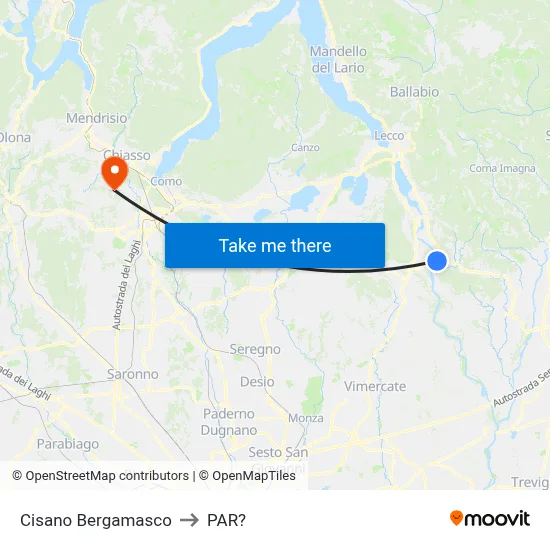 Cisano Bergamasco to Parre map
