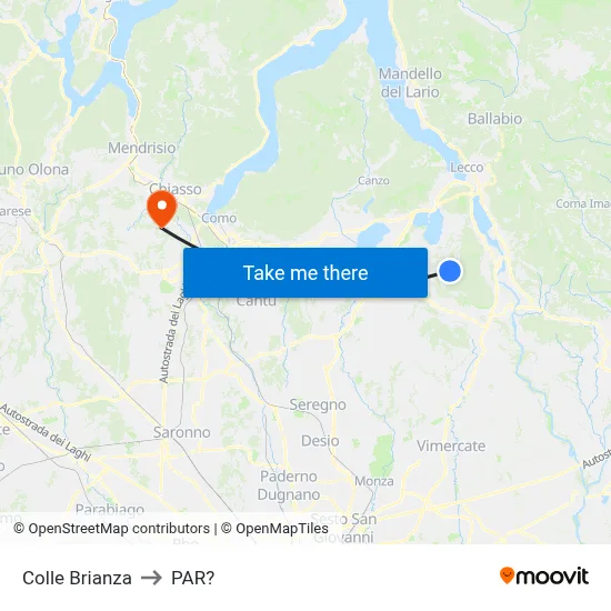 Colle Brianza to Parre map