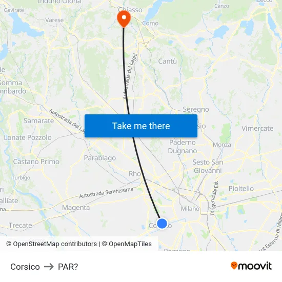 Corsico to Parre map