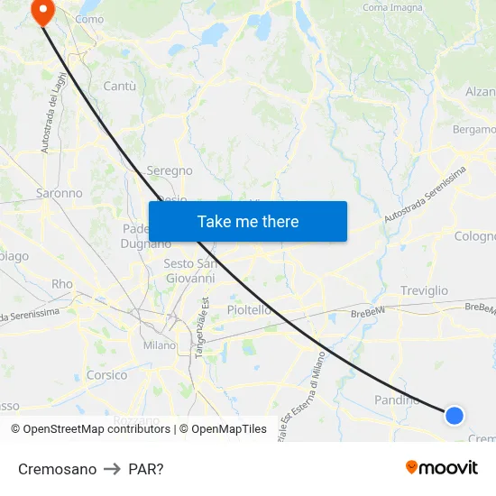 Cremosano to Parre map