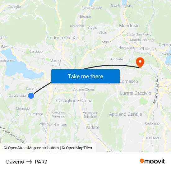 Daverio to Parre map