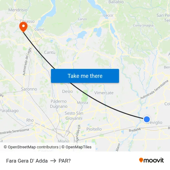 Fara Gera D' Adda to Parre map