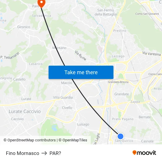 Fino Mornasco to Parre map