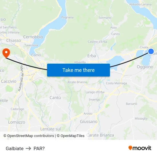 Galbiate to Parre map
