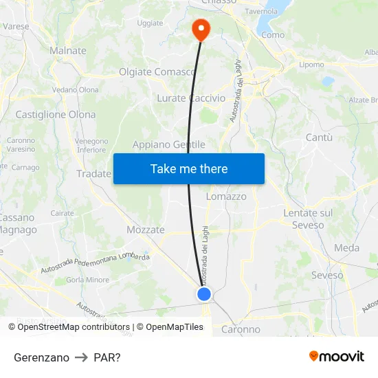Gerenzano to Parre map