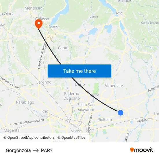 Gorgonzola to Parre map