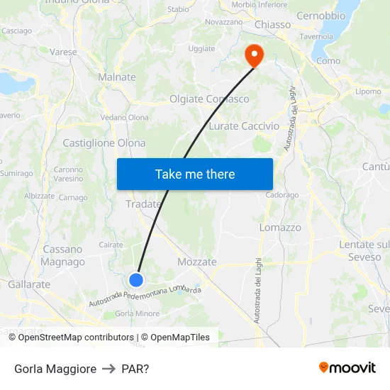 Gorla Maggiore to Parre map