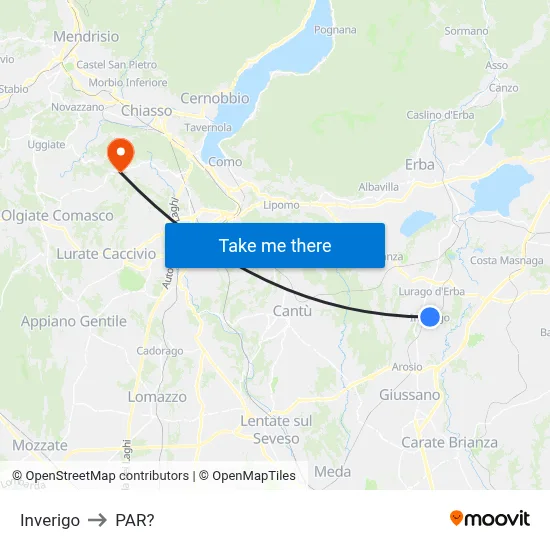 Inverigo to Parre map