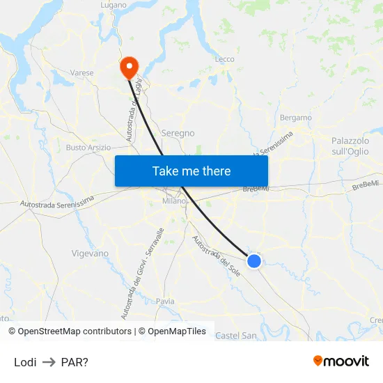 Lodi to Parre map