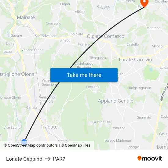 Lonate Ceppino to Parre map