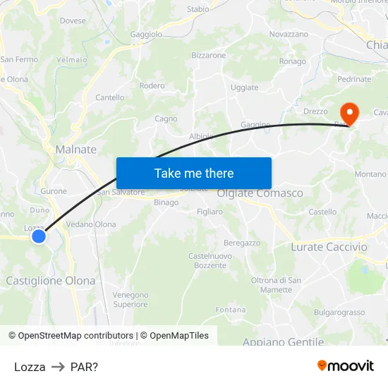 Lozza to Parre map