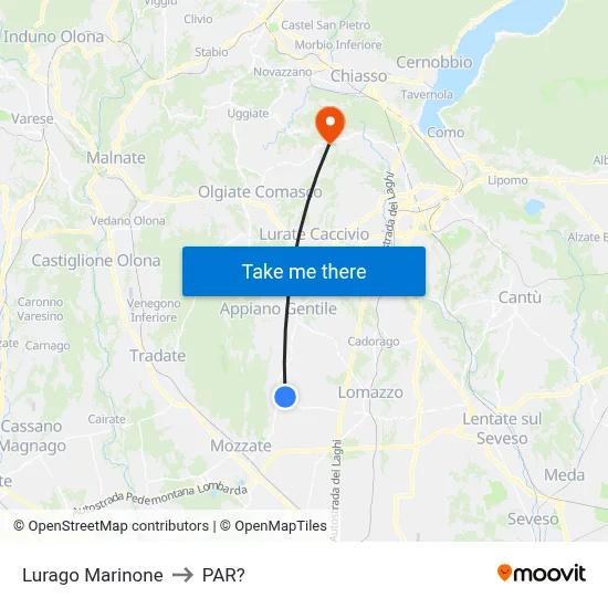 Lurago Marinone to Parre map