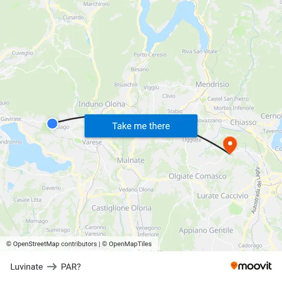 Luvinate to Parre map