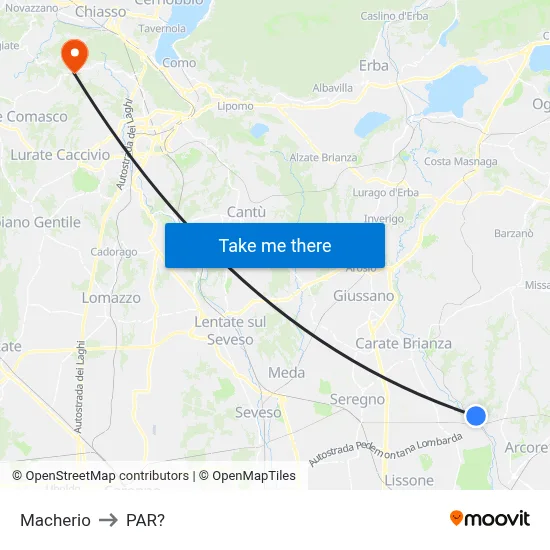 Macherio to Parre map