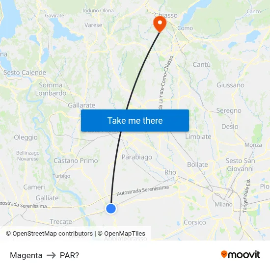 Magenta to Parre map