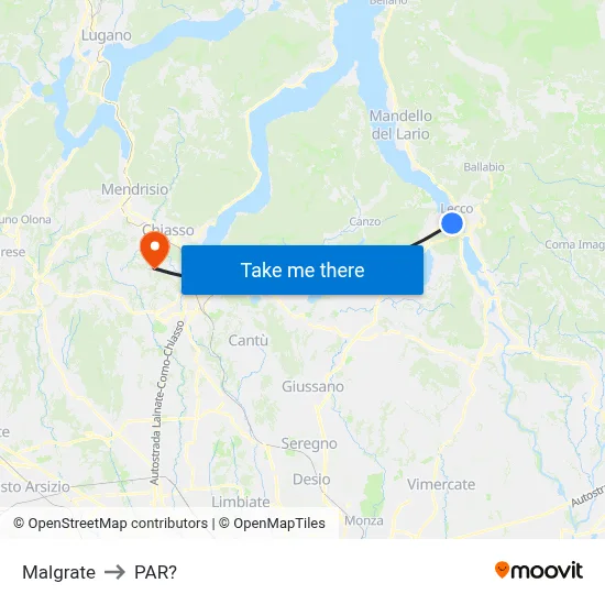 Malgrate to Parre map