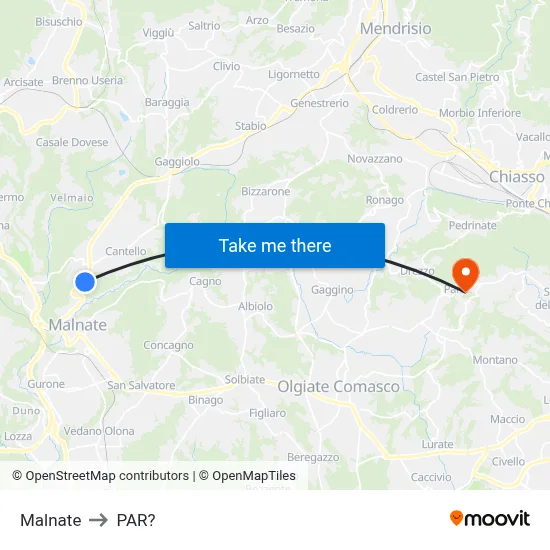 Malnate to Parre map