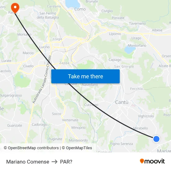 Mariano Comense to Parre map