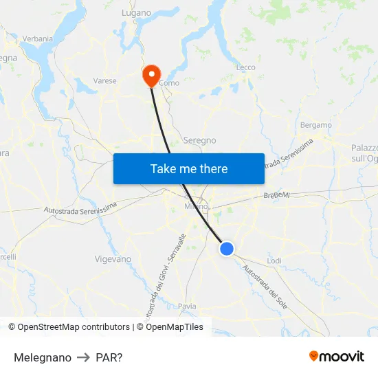 Melegnano to Parre map