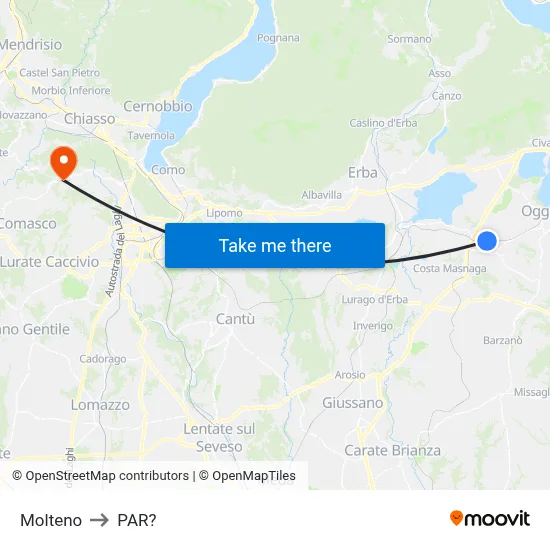 Molteno to Parre map