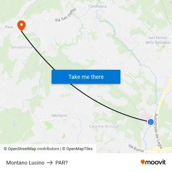 Montano Lucino to Parre map